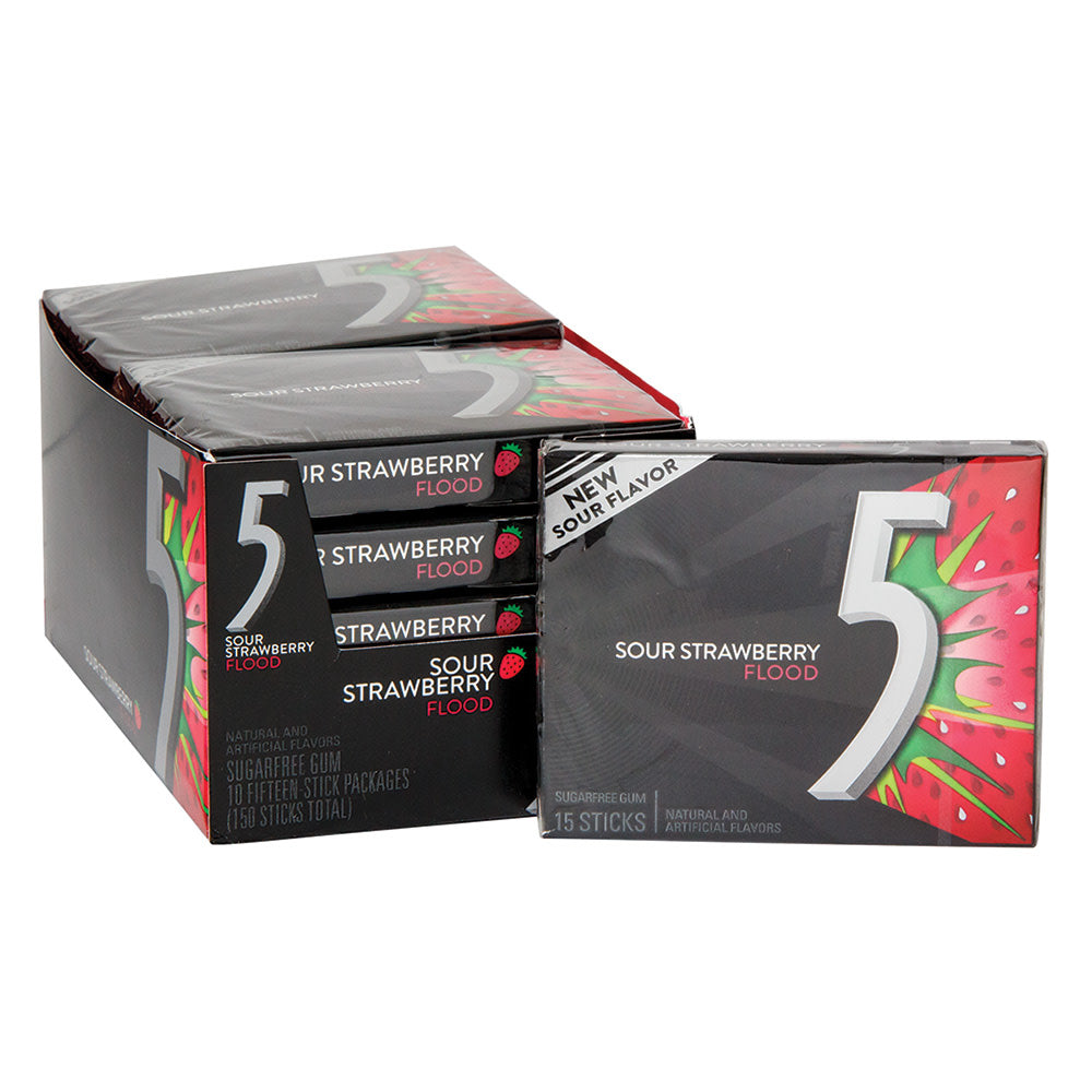 Wholesale 5 Flood Sour Strawberry Gum- Bulk