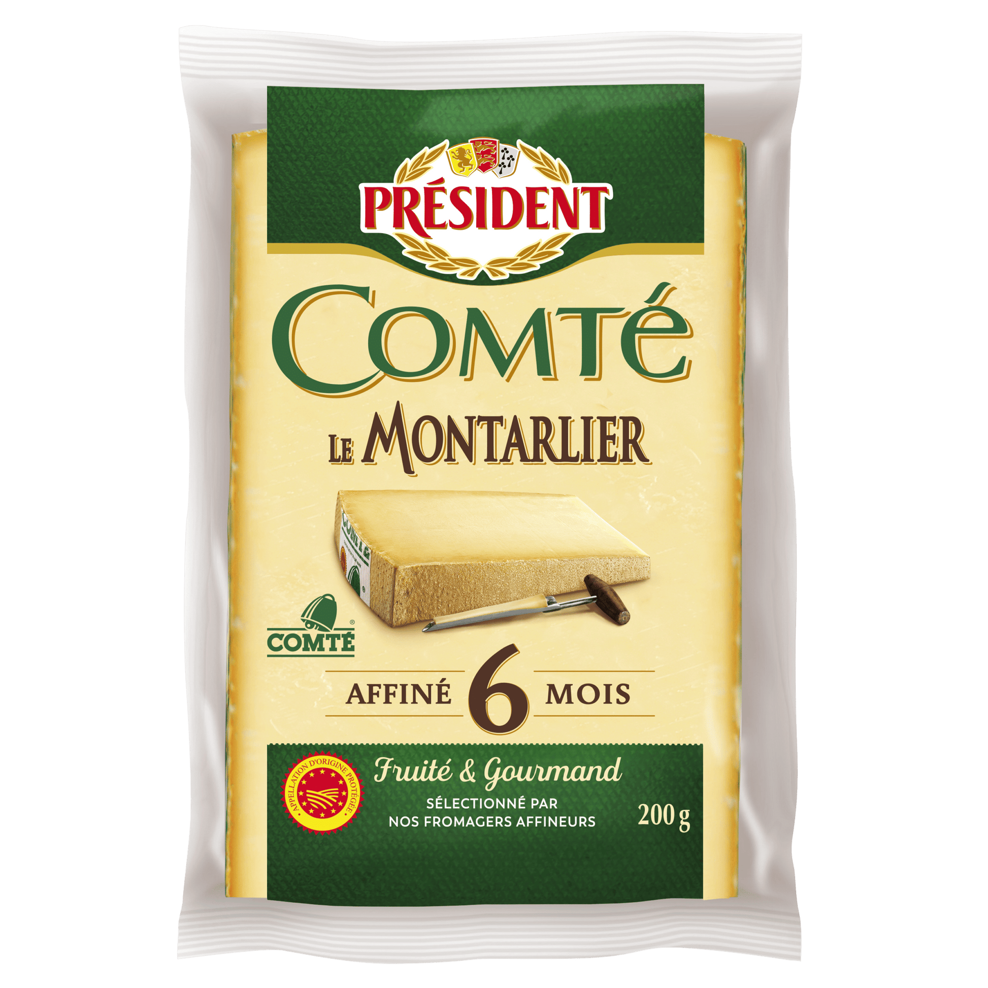 Wholesale Président Comté Cheese 45% Fat, 200g - Aged Hard-Pressed Cow's Milk- Bulk