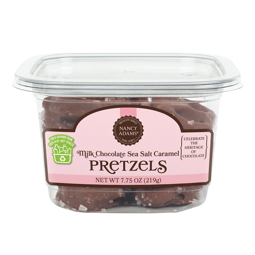 Wholesale Nancy Adams Milk Chocolate Caramel Pretzels 7.75 Oz Tub- Bulk