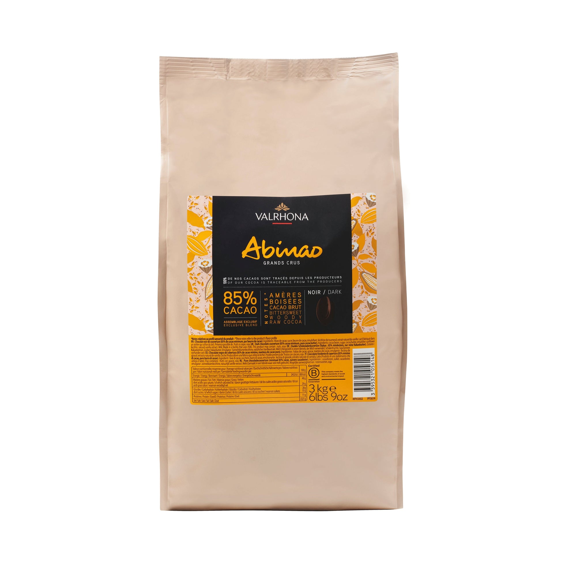Wholesale Valrhona 85% Abinao Dark Chocolate 3kg- Bulk