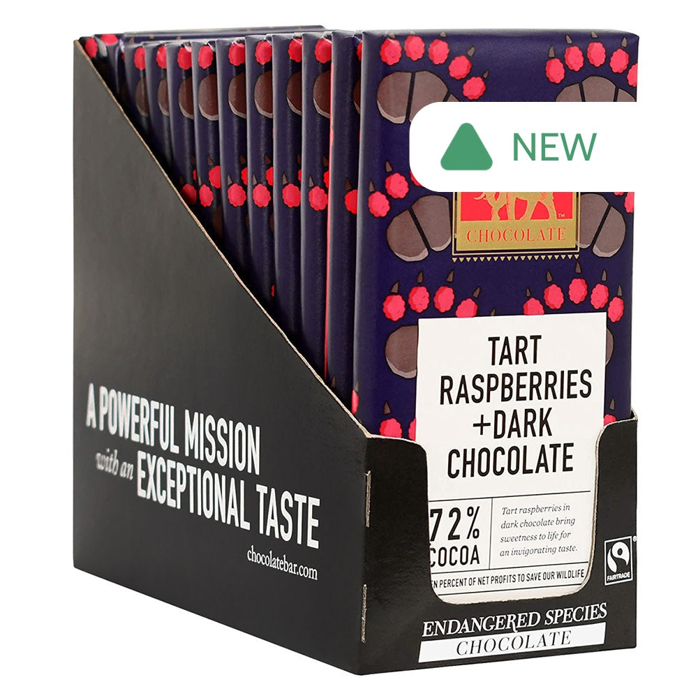 Wholesale Endangered Species Dark Chocolate Raspberry 3 Oz Bar- Bulk