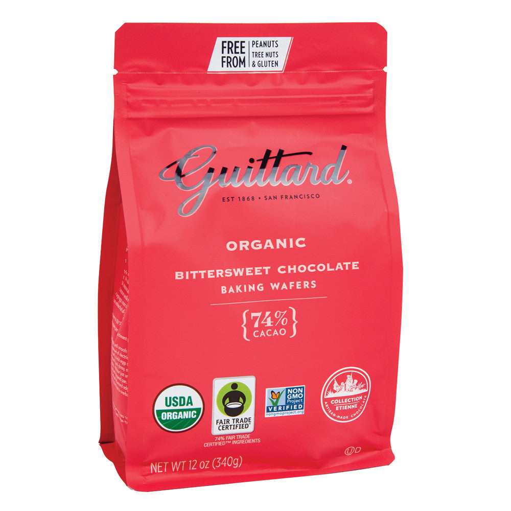 Wholesale Guittard Organic Bittersweet Baking Wafers 74% Cacao 12 Oz Pouch *Sf Dc Only*- Bulk