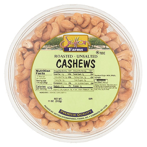 Wholesale Setton Farms Roasted/Unsalted Cashews 14 Oz Tub- Bulk