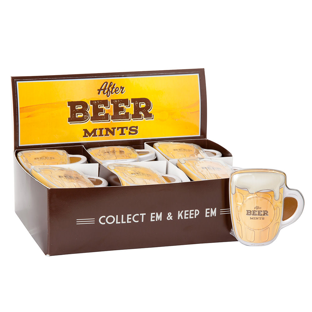 Wholesale MoMints Beer Mug Shaped Peppermint Mints 0.56 Oz Tin- Bulk