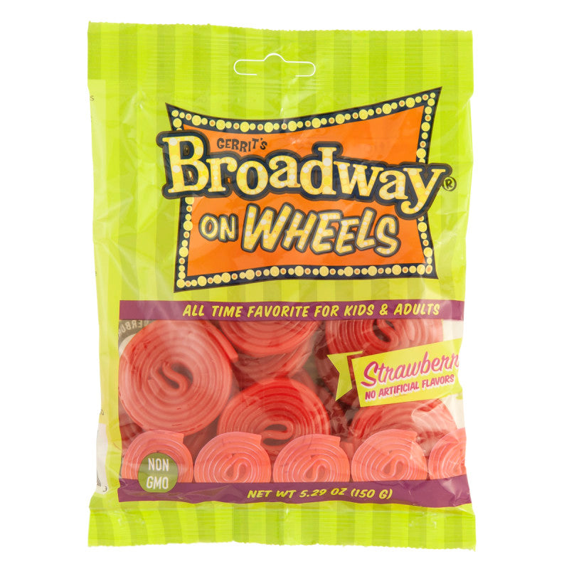 Wholesale Gerrit'S Broadway On Wheels Strawberry Licorice 5.29 Oz Peg Bag- Bulk