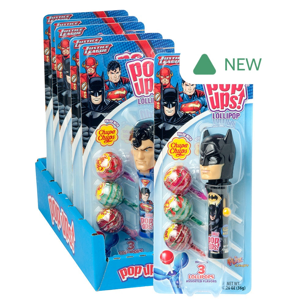 Wholesale Pop Ups Justice League Lollipop 1.26 Oz Blister Pack- Bulk