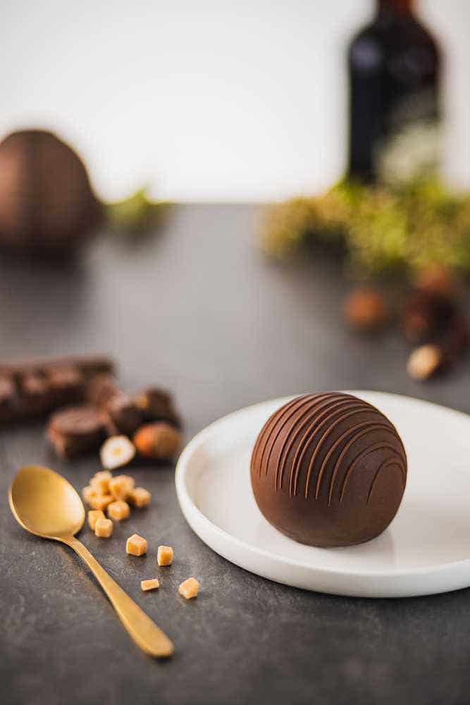 Wholesale La Charlotte Hazelnut & Caramel Sphere Pastry 2.89 Oz- Bulk