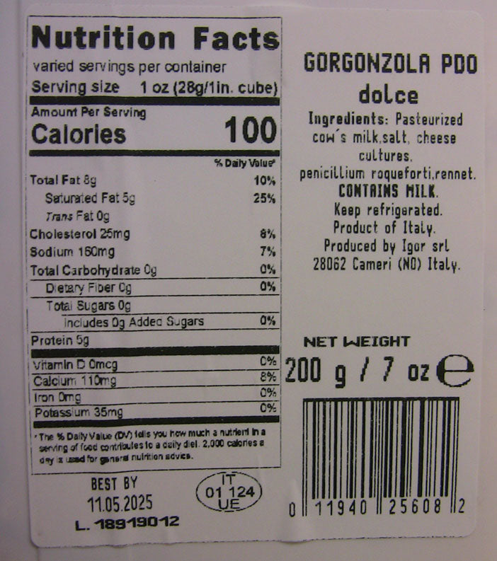 Wholesale Gorgonzola Dolce Wedge- Bulk