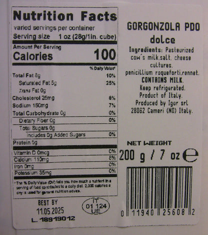 Wholesale Gorgonzola Dolce Wedge- Bulk