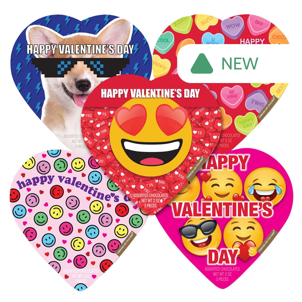 Wholesale Elmer Chocolate Social Media 2 Oz Heart Box- Bulk