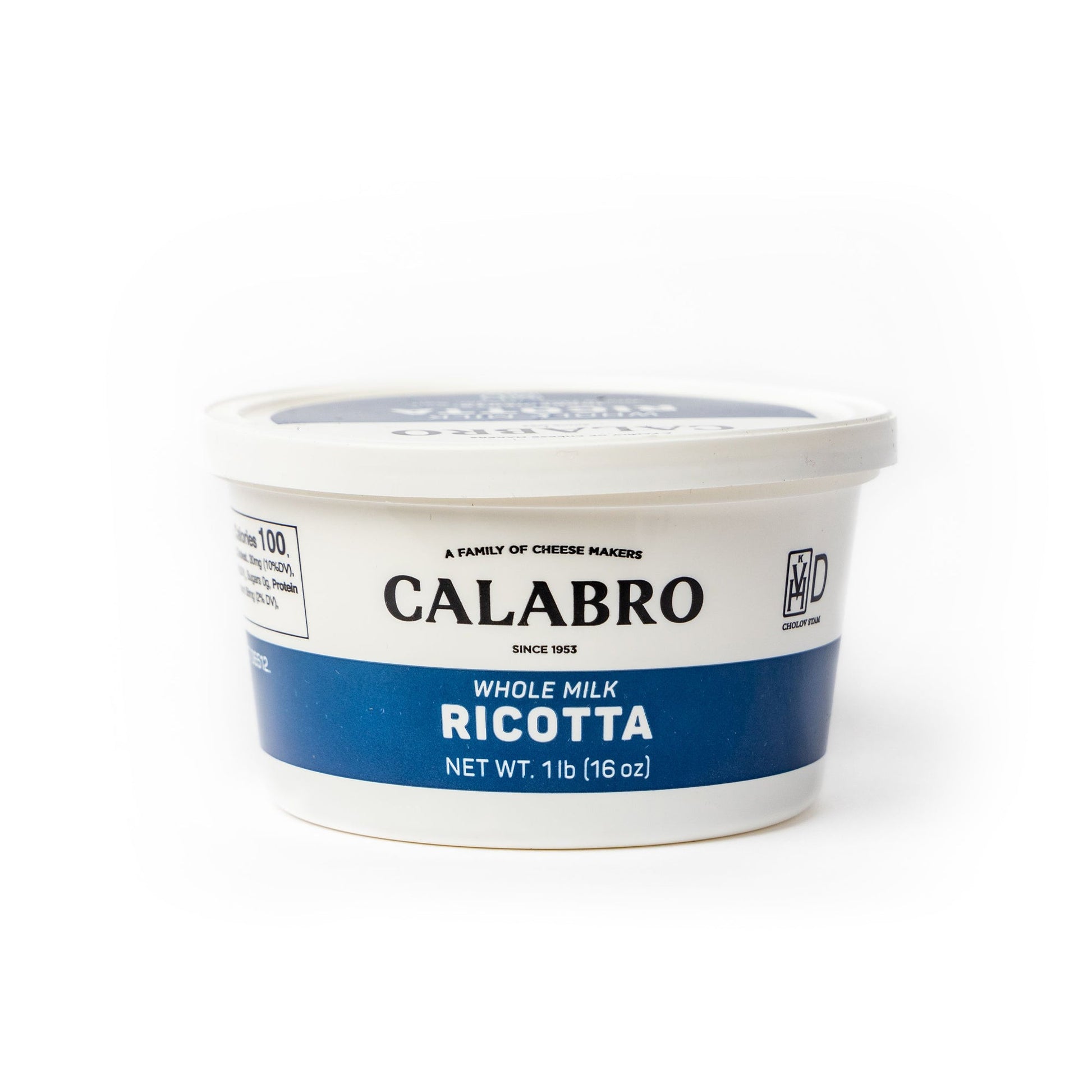 Wholesale Calabro Ricotta Whole Milk Fresh Cheese Tub 1lb- Bulk