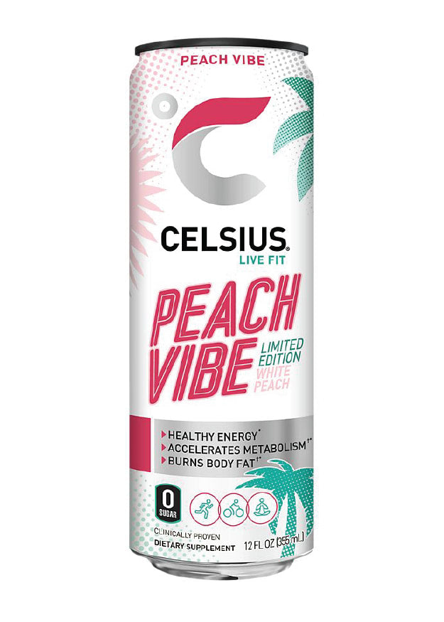 Wholesale Celsius 12/12 Oz Sparkling Peach Vibe- Bulk