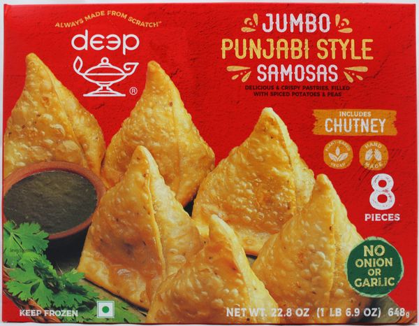 Wholesale Deep Jumbo Punjabi Samosa 8pc 22.8 oz- Bulk