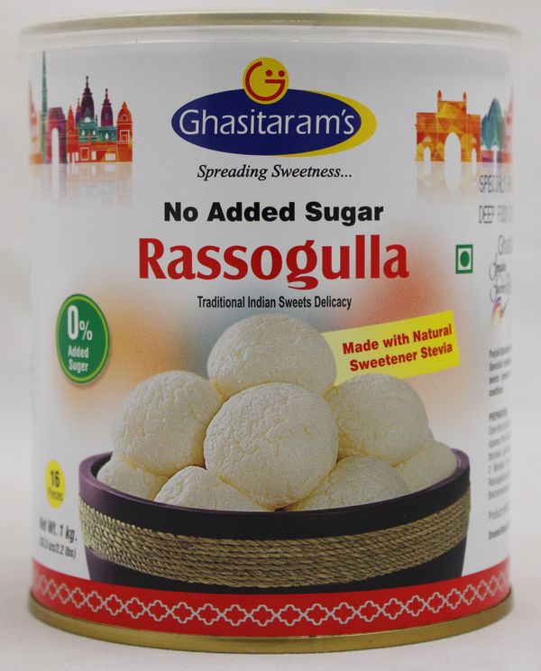 Wholesale Ghasitaram Rassogulla No Sugar 2.2 lb- Bulk