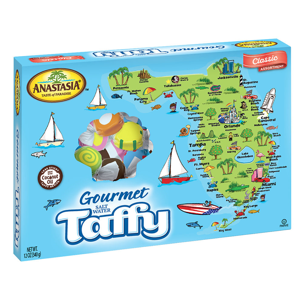 Wholesale Anastasia Florida Map Assorted Taffy 12 Oz Box *Fl Dc Only*- Bulk