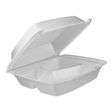 Wholesale Dart 8X8 3 Compartment Foam Hinged Container | 200 ct- Bulk