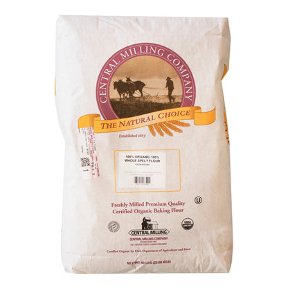 Wholesale Central Milling Organic Whole Spelt Flour 50lb- Bulk