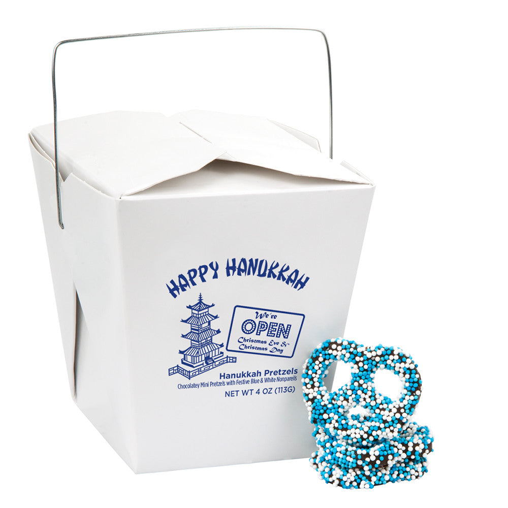Wholesale Müttenberg Candy Happy Hanukkah Mini Nonpareil Pretzels 4 Oz Chinese Take Out Container- Bulk