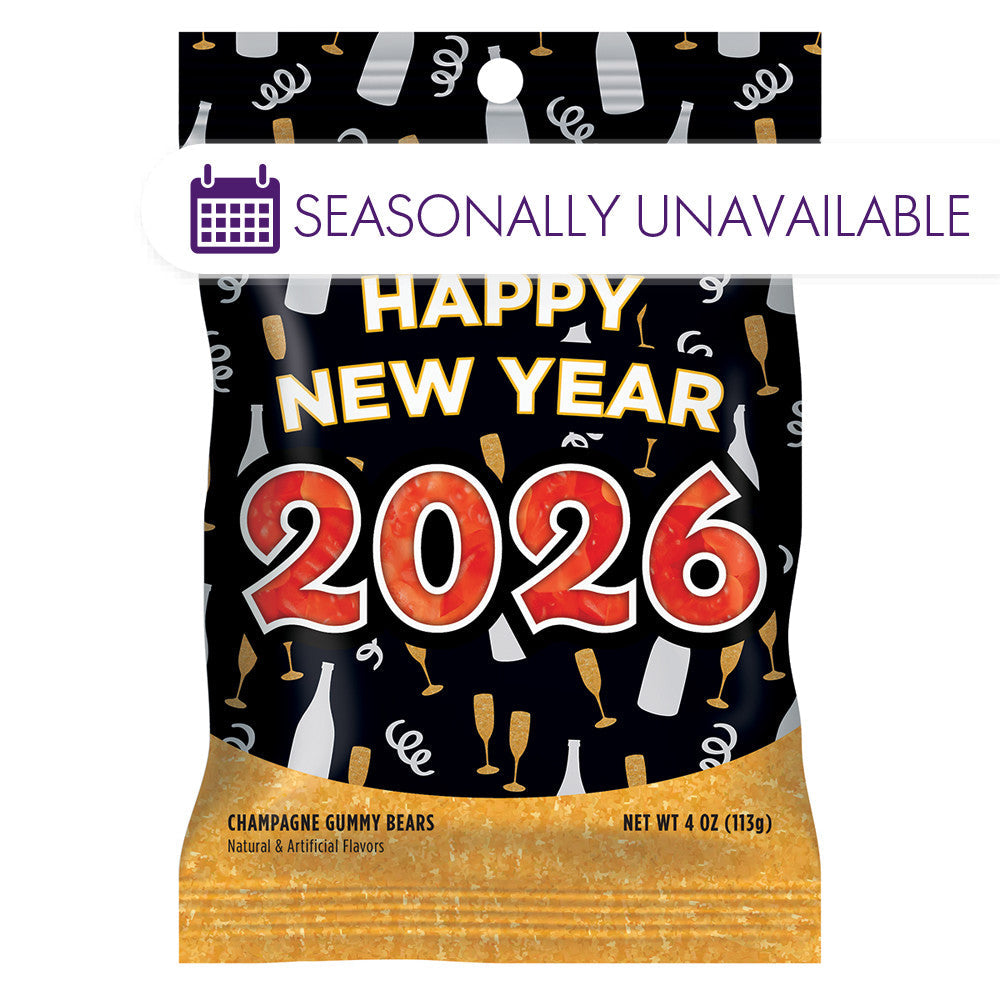 Wholesale Müttenberg Candy New Years Champagne Flavored Gummy Bears 4 Oz Peg Bag- Bulk