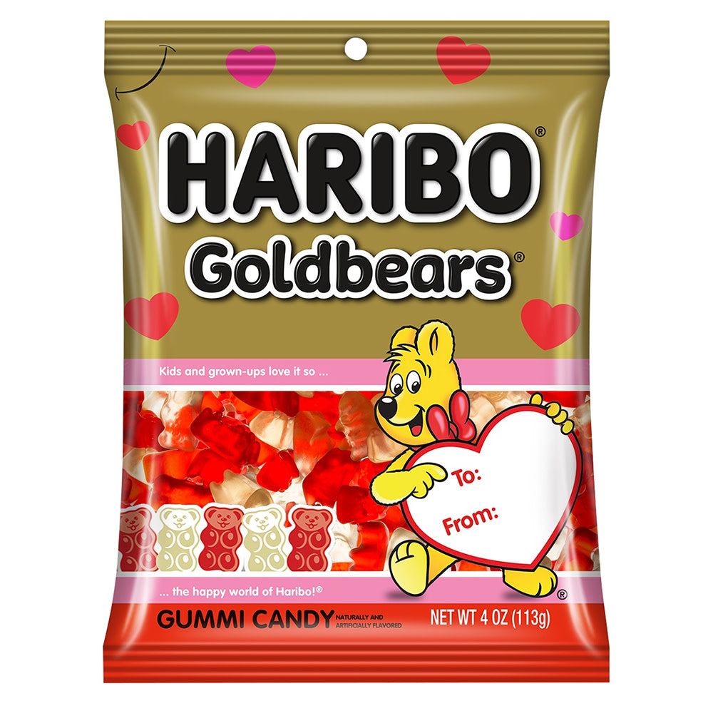 Haribo Valentine Goldbears Gummi Candy 4 Oz Peg Bag