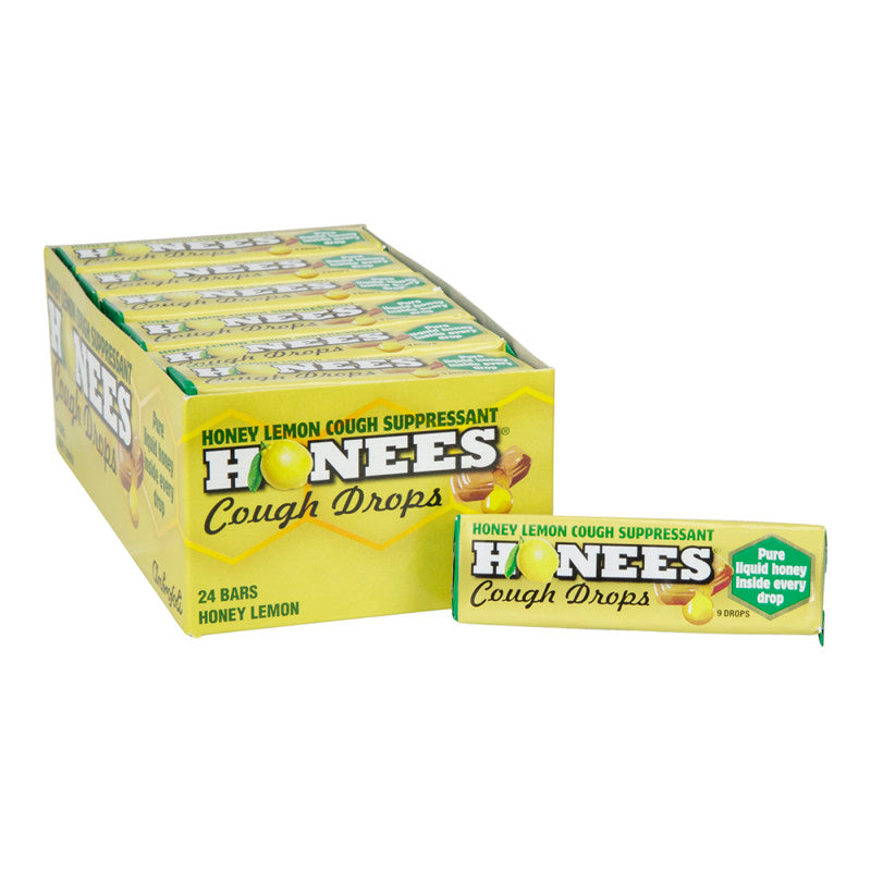 Wholesale Honees Honey Lemon Cough Drops 9 Piece Stick- Bulk