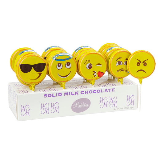 Wholesale Emoticon Milk Chocolate 1 Oz Lollipop- Bulk