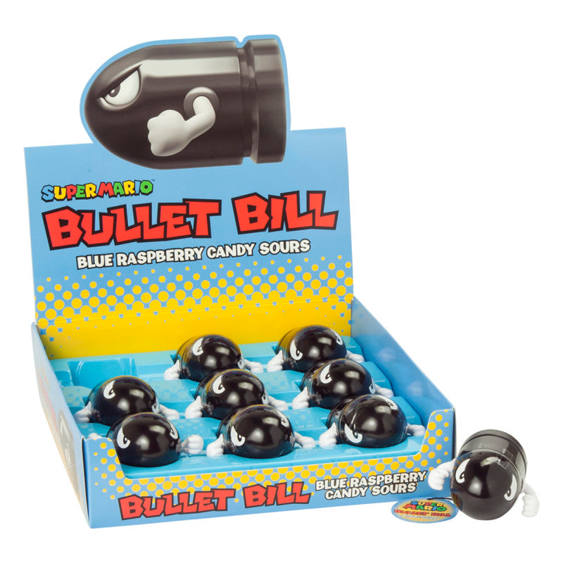 Wholesale Super Mario Bullet Bill Blue Raspberry Candy Sours 0.6 Oz Tins- Bulk