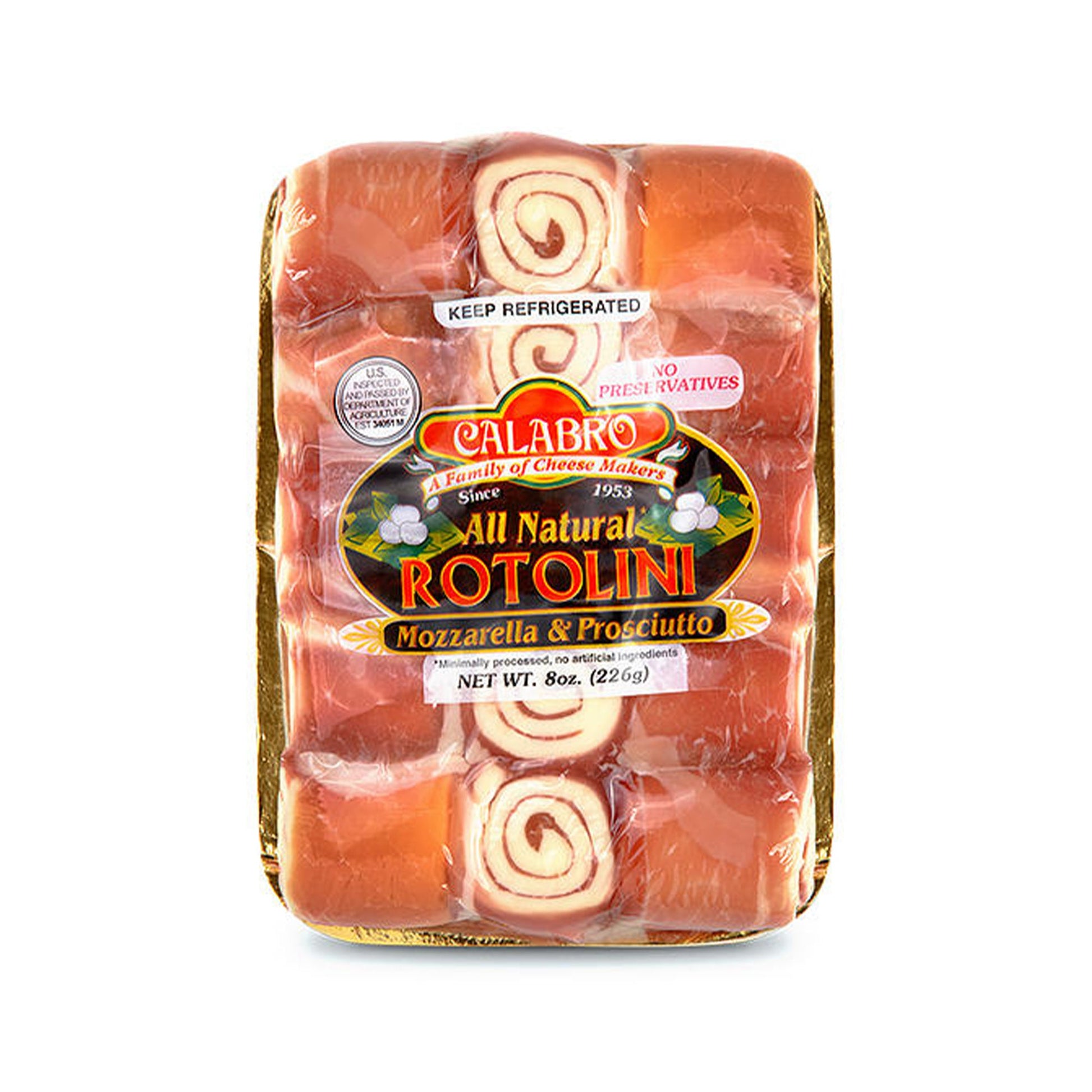 Wholesale Calabro Mozzarella & Prosciutto Rotolini Cheese 8oz- Bulk
