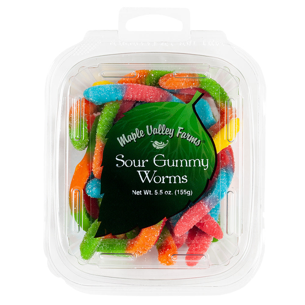 Wholesale Maple Valley Farms Sour Gummy Worms 5.5 Oz Tub- Bulk