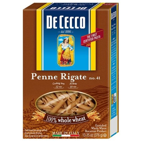 Wholesale De Cecco Case Whole Wheat Penne Rigate Pasta- Bulk