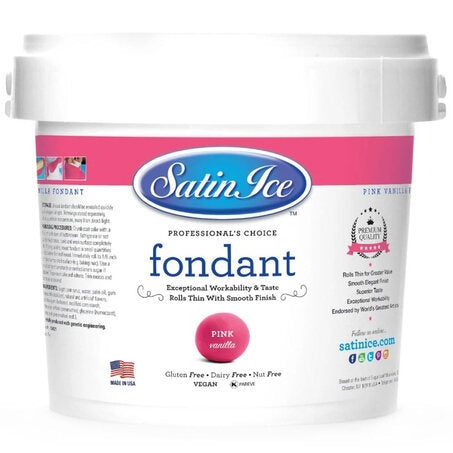 Wholesale Satin Ice Pink Vanilla Fondant | 5 lb pail- Bulk