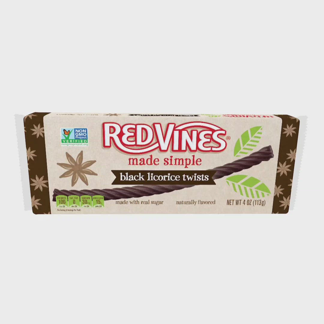 Wholesale Red Vines Made Simple Black Licorice Twists 4oz Trays- Bulk