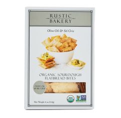 Wholesale Rustic Bakery Olive Oil & Sel Gris Sourdough Flatbread Bites Vegan 4 Oz- Bulk