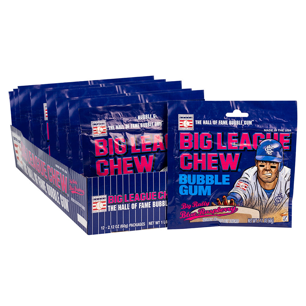 Wholesale Big League Chew Big Rally Blue Raspberry Bubblegum 2.12 Oz Pouch- Bulk