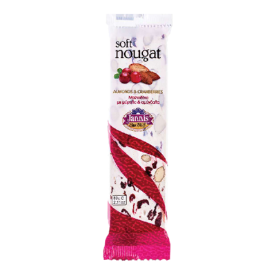 Wholesale Jannis Nugat Soft W/Almonds & Cranberrie 60 Gram- Bulk