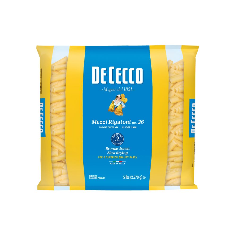 Wholesale De Cecco Dried Mezzi Rigatoni Pasta 5lb- Bulk