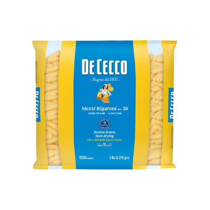 Wholesale De Cecco Dried Mezzi Rigatoni Pasta 5lb- Bulk
