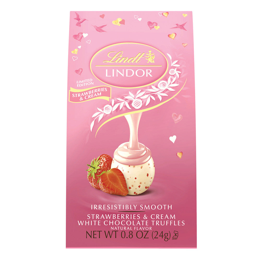 Wholesale Lindt Lindor Strawberry & Cream Mini Bag 0.8 Oz Pouch- Bulk