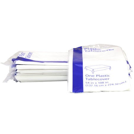 Wholesale BoxNCase Case 54X108 White Plastic Table Cover- Bulk