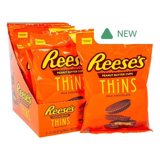 Wholesale Reese'S Peanut Butter Cups Thins Milk Chocolate 3.1 Oz Peg Bag- Bulk