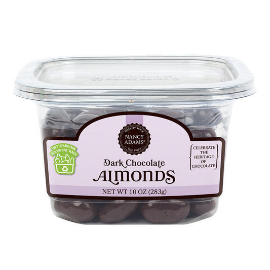Wholesale Nancy Adams Dark Chocolate Almonds 10 Oz Tub- Bulk