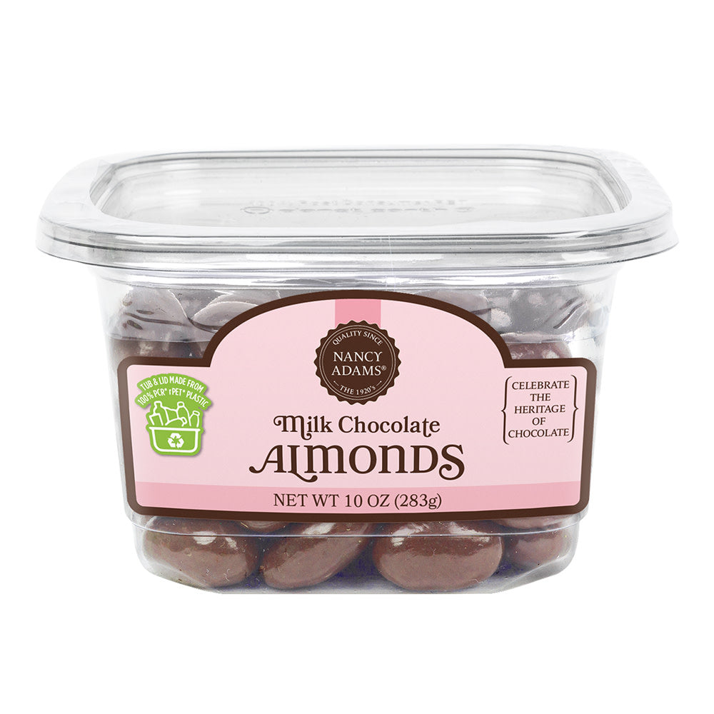 Wholesale Nancy Adams Milk Chocolate Almonds 10 Oz Tub- Bulk