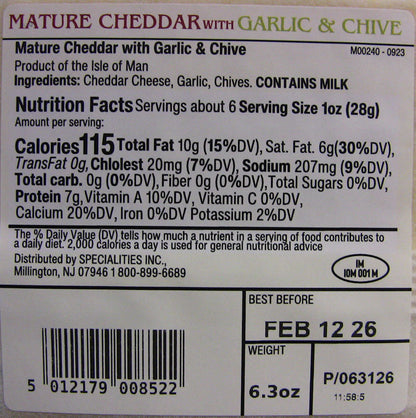 Wholesale Isle Of Man Garlic/Chiv 12M Cheddar- Bulk