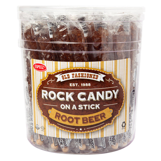 Wholesale Espeez Rock Candy On A Stick Brown Root Beer 0.8 Oz Tub- Bulk