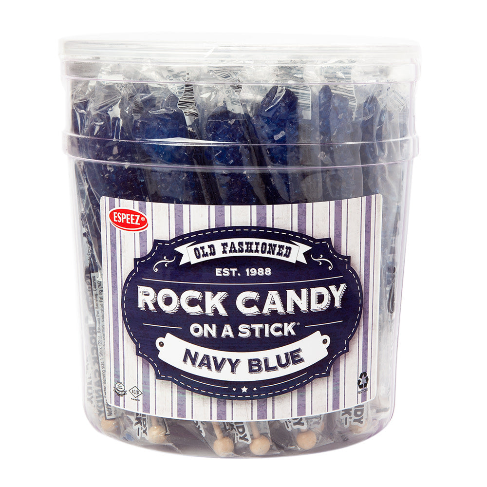 Wholesale Espeez Rock Candy Blueberry Navy Blue Sticks Tub 0.8 Oz- Bulk