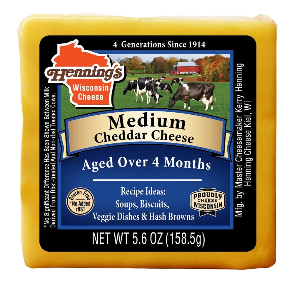 Wholesale Henning's Medium Cheddar Cheese 5.6 Oz- Bulk