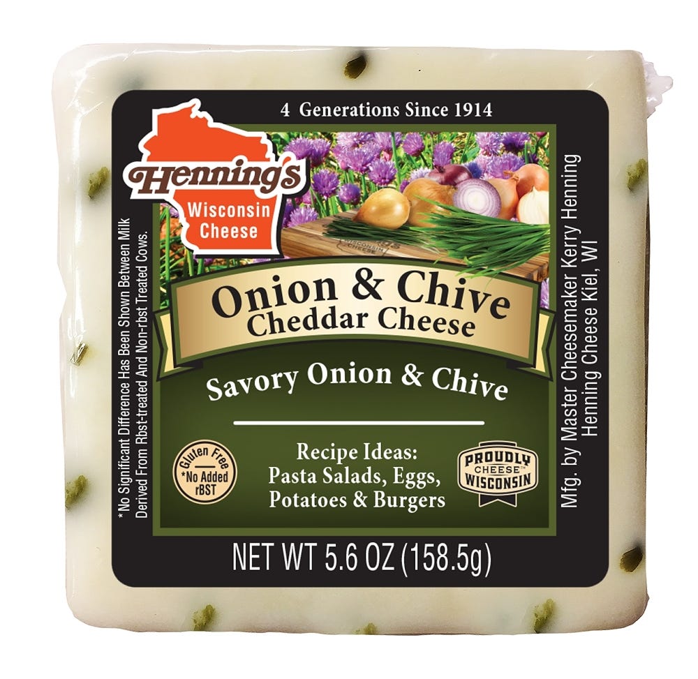 Wholesale Henning's Onion & Chive Cheddar Cheese 5.6 Oz- Bulk