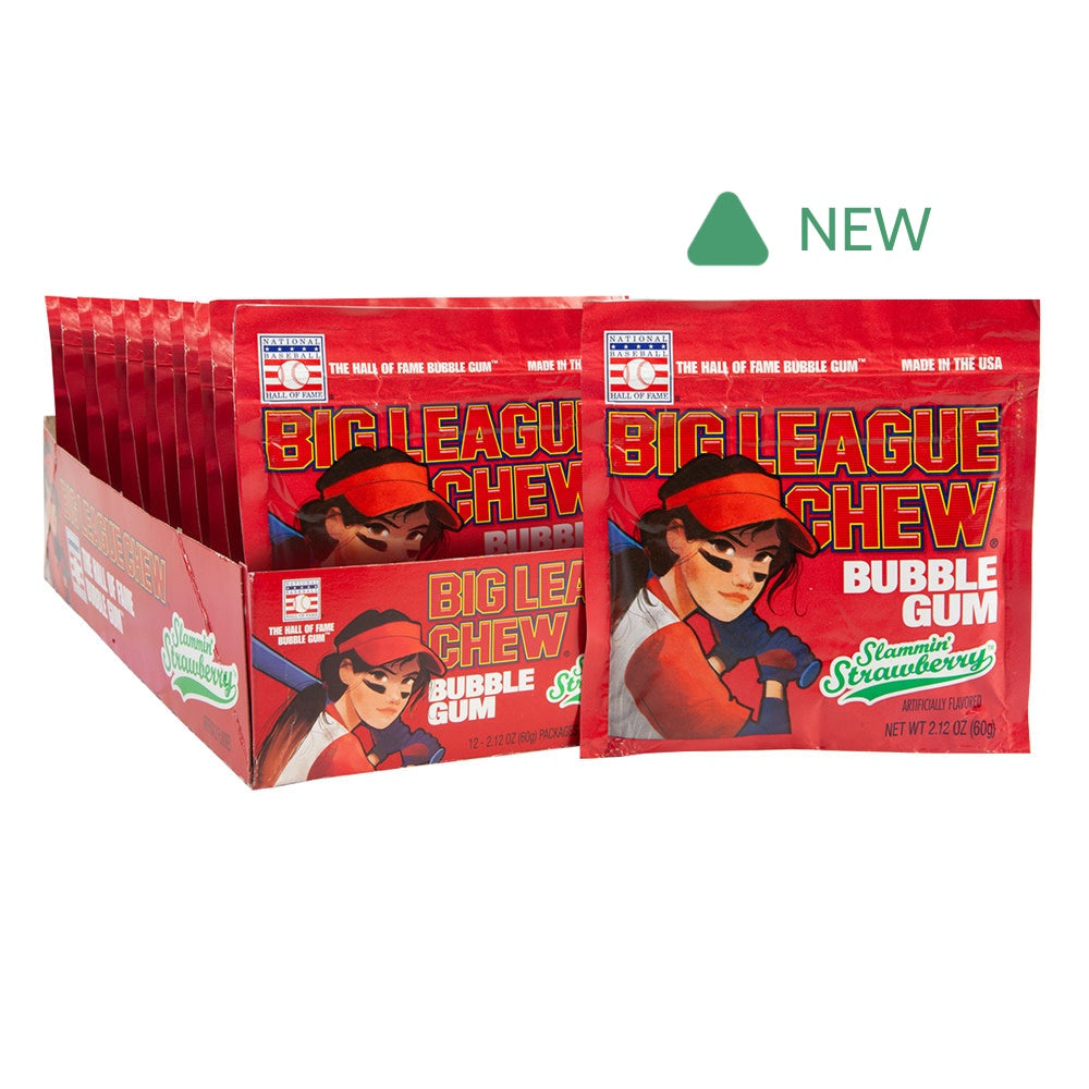Wholesale Big League Chew Softball Slammin' Strawberry Pouch 2.12 Oz- Bulk