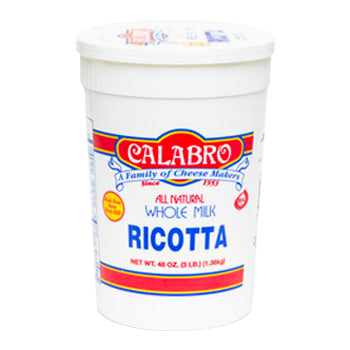 Wholesale Calabro Ricotta Hand Dipped Fresh Cheese Tub 5.5lb- Bulk