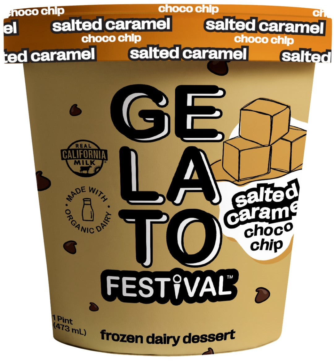 Wholesale Gelato Fest Case Salted Caramel Chocolate Chip Gelato- Bulk